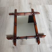 Miroir bambou ancien vintage 50x42cm