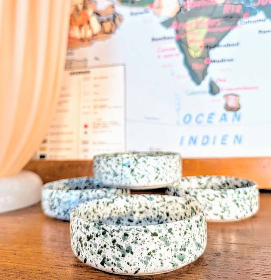 set of 4 green terrazzo effect ramekins