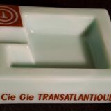 Three opalex ashtrays at the Logo of the Trans-Atlantic General Company - French Line - Model created by Jean Luce for the cruises of the liner Normandy and France