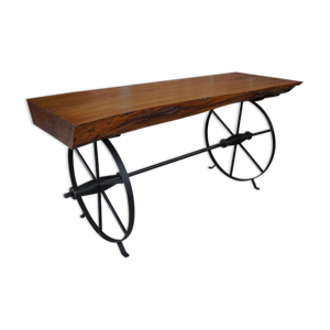 Table basse bois roues - chariot