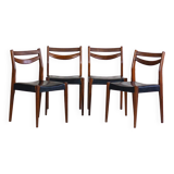 4 vintage Scandinavian chairs in teak and imitation leather, 1960
