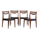 4 vintage Scandinavian chairs in teak and imitation leather, 1960