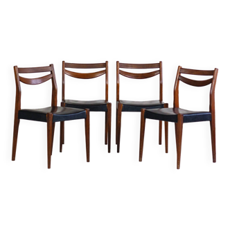 4 chaises scandinaves vintage en teck et skaï, 1960