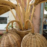 Rattan palm floor lamp by Mario Lopez Torres, 1970