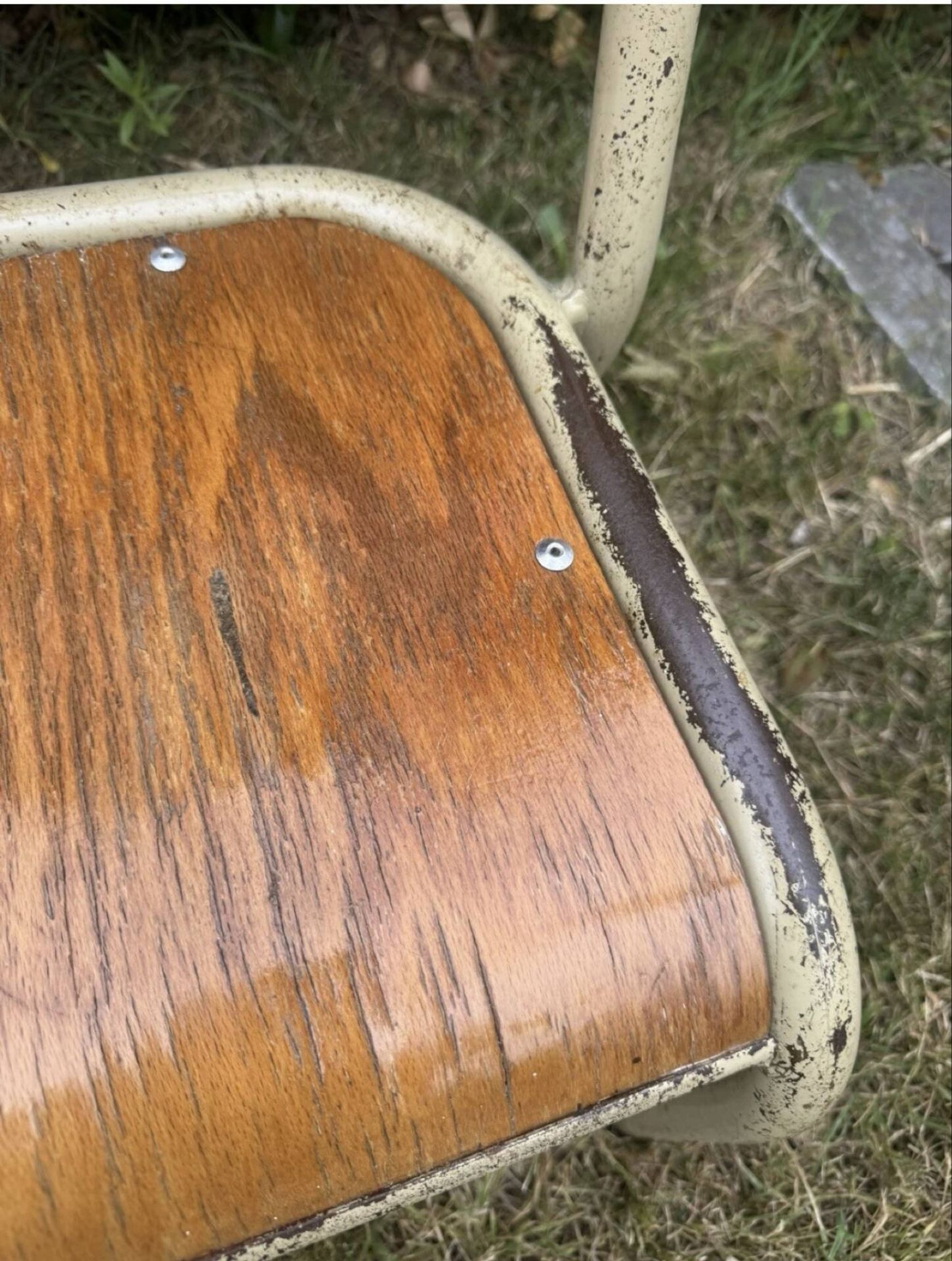 Old small school chair for children, vintage design, height a.