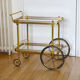 Brass trolley with wheels 60's bottle holder