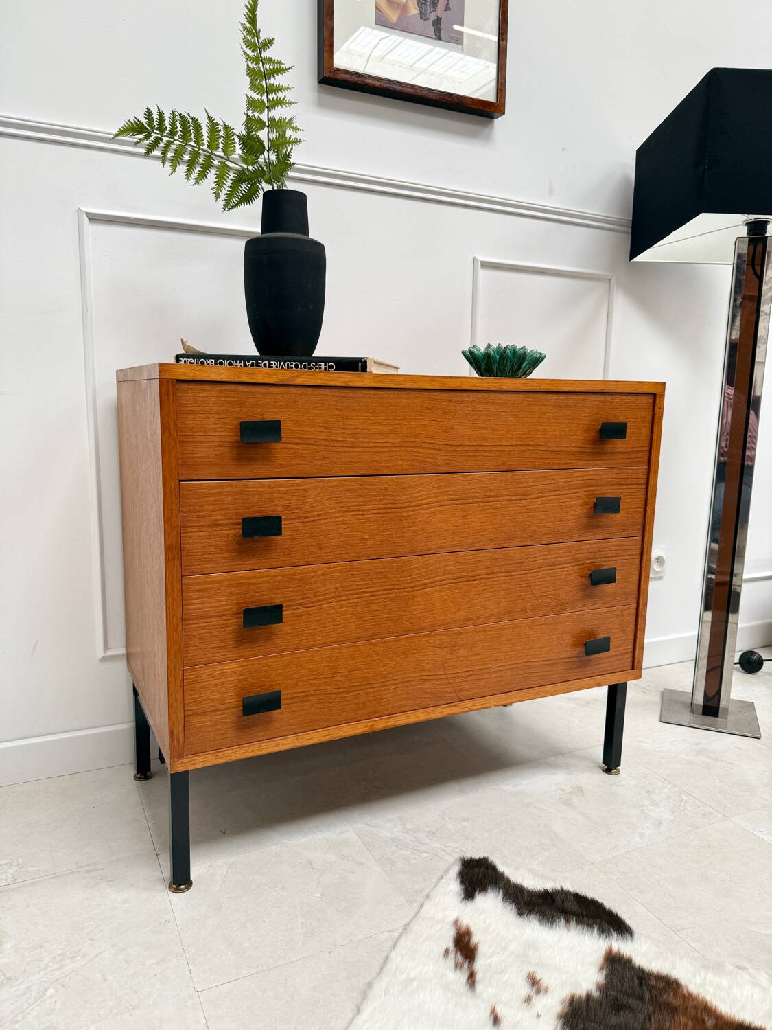 Modernist teak chest of drawers