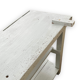 Light blue painted wooden workbench