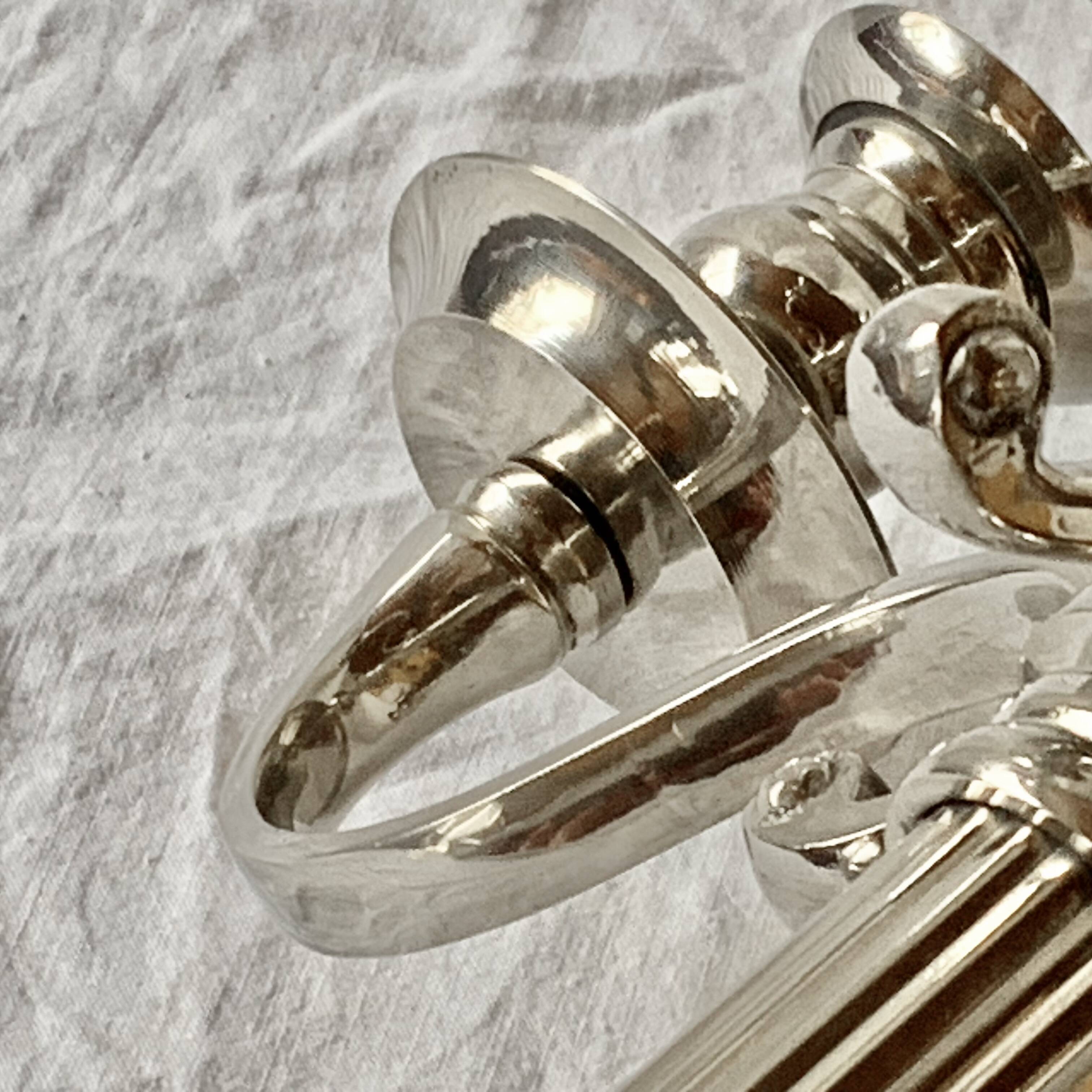 Antique large five-armed chrome-plated steel candlestick - 76cm