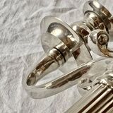 Antique large five-armed chrome-plated steel candlestick - 76cm