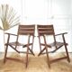 Pair of folding wooden armchairs