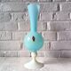 Grand VASE décoratif rétro pied opaline bleue, vase vintage Italie
