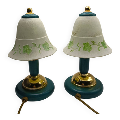 Vintage - Paire de lampes - Verre & Métal