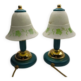 Vintage - Pair of lamps - Glass & Metal