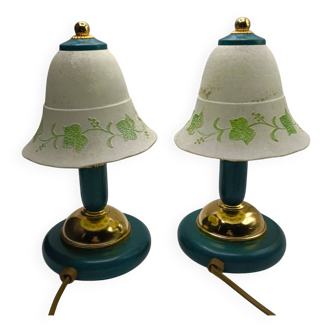 Vintage - Paire de lampes - Verre & Métal
