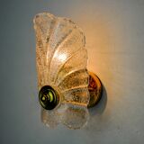 Frosted leaf wall lamp, murano glass, italy, 1970