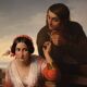 Great painting signed FB and dated 1853, the lovers
