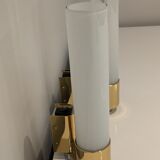 Pair of egoluce vintage orientable wall light in brass and Murano glass, Italy