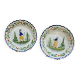 Paire d'assiettes HB Quimper en faïence des années 1920