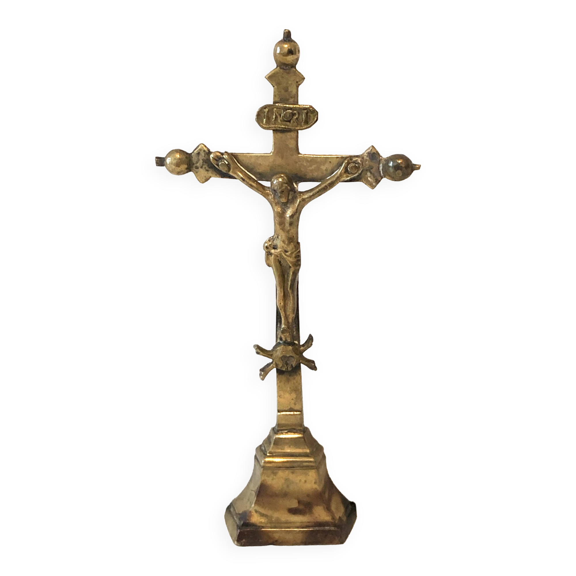 Old golden brass crucifix