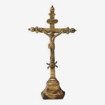 Old golden brass crucifix