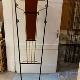 70s Trapezoidal Coat Rack with Round Chrome Hooks