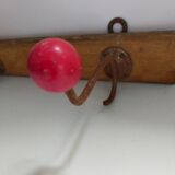 Coat rack 2 hooks vintage red balls