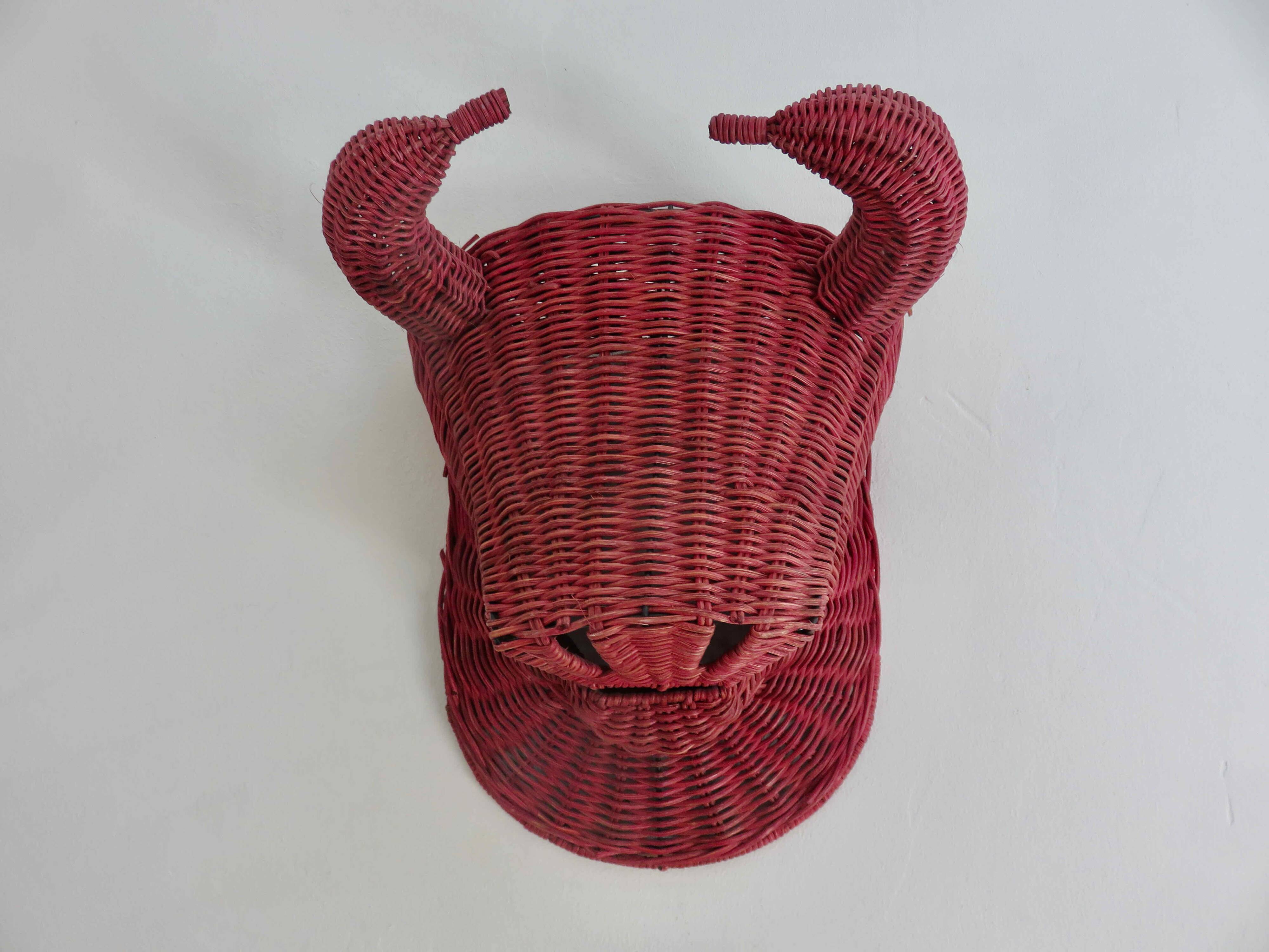 Bull head, minotaur in rattan 60s 70s