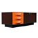 Meuble TV DF-2000 en marron, orange et blanc de Raymond Loewy.