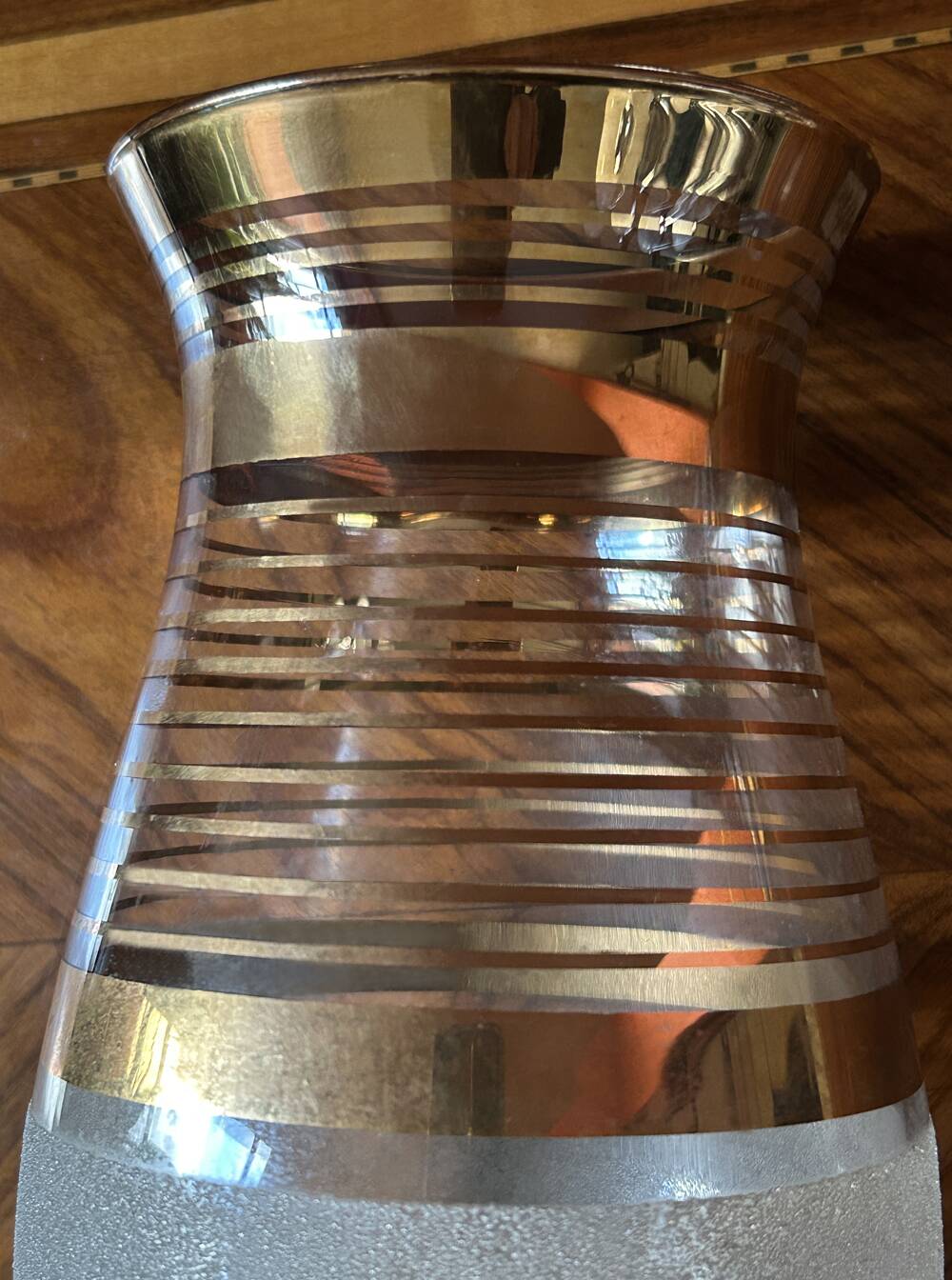 Gilded glass vase signed Fains – France, circa 1950