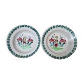 2 assiettes faïence de St Amand, début XXéme