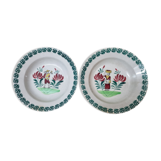2 plates earthenware of St Amand, early twentieth