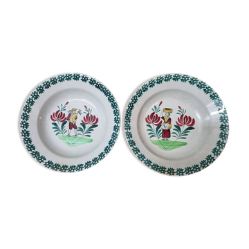 2 plates earthenware of St Amand, early twentieth