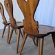 Set of 4 Farmhouse Tyrolean Chair with Heart Cutout Back / 1970s Vintage Di