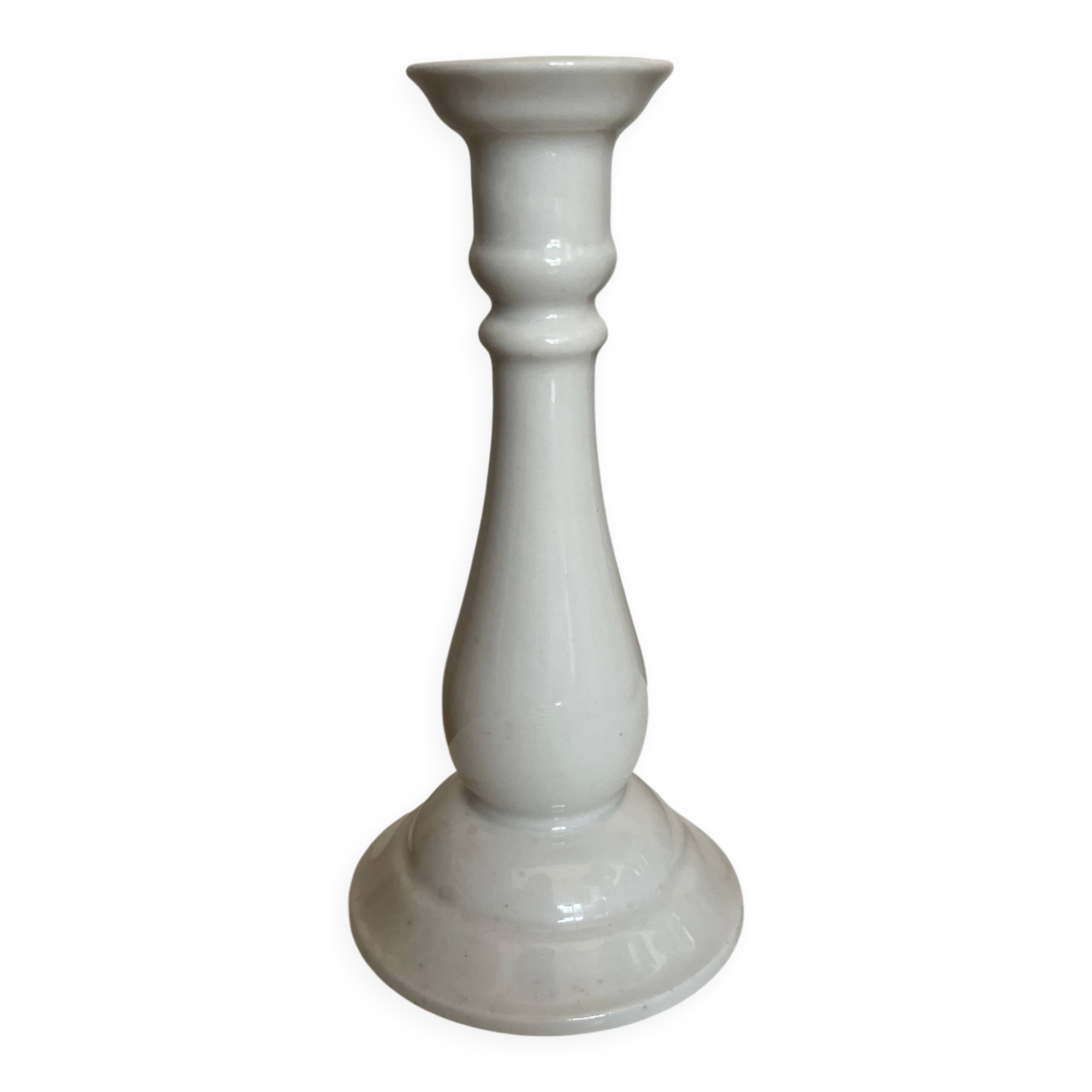 Neoclassical baluster candlestick in white porcelain 1960