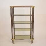 Mid-Century Hollywood Regency French Chrome and Brass Shelf, 1970s