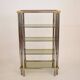 Étagère en chrome et laiton de style Hollywood Regency, années 1970