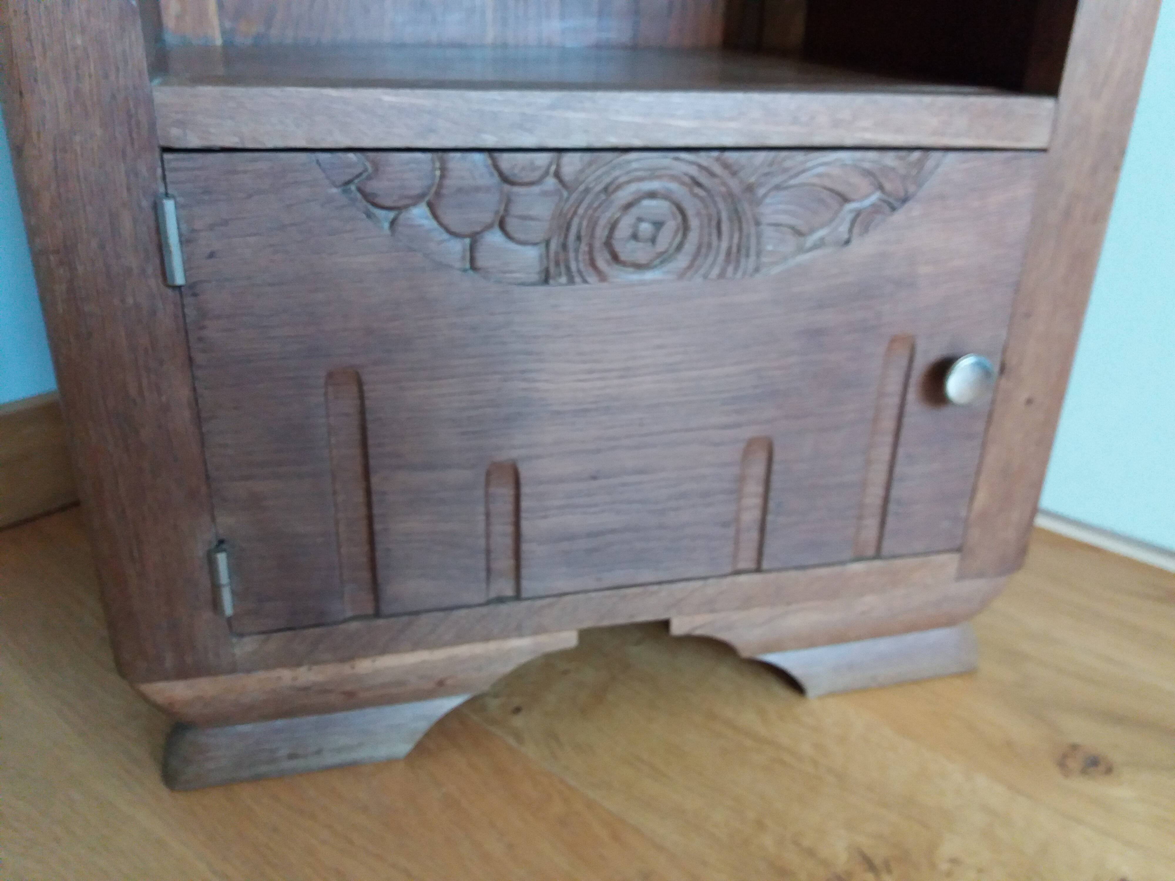 Art deco bedside table marble and wood