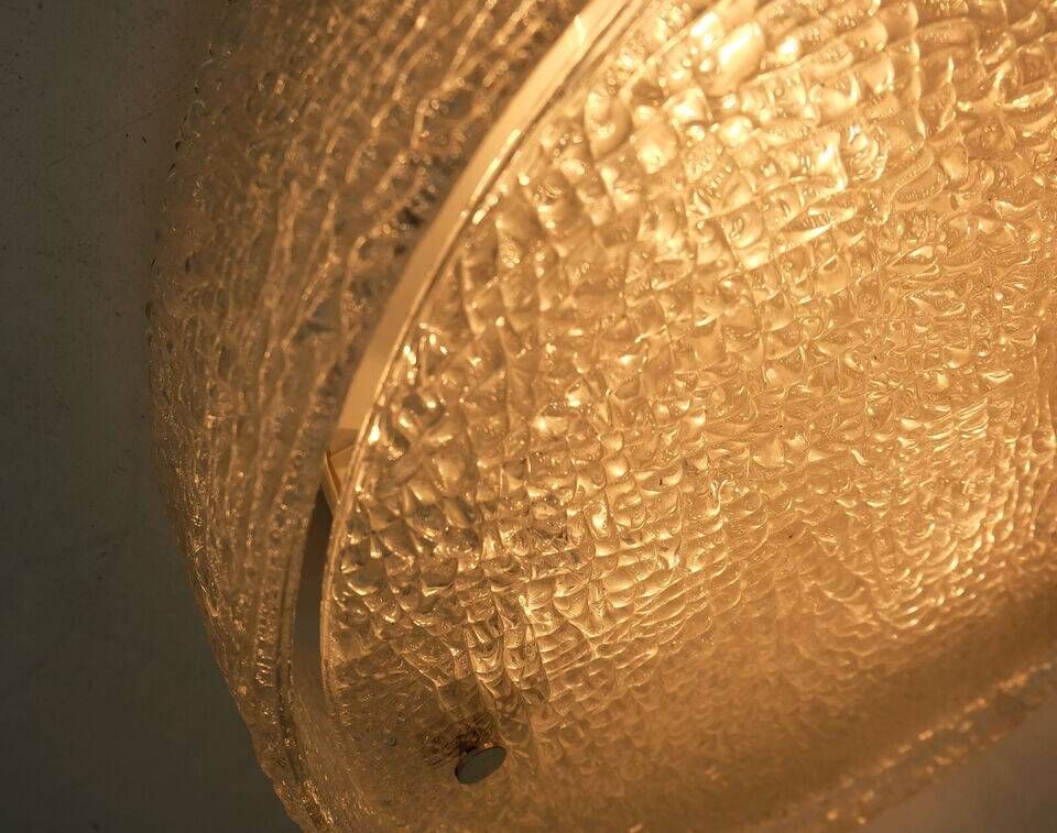 large kaiser leuchten CEILING FIXTURE flush mount thick ice glass