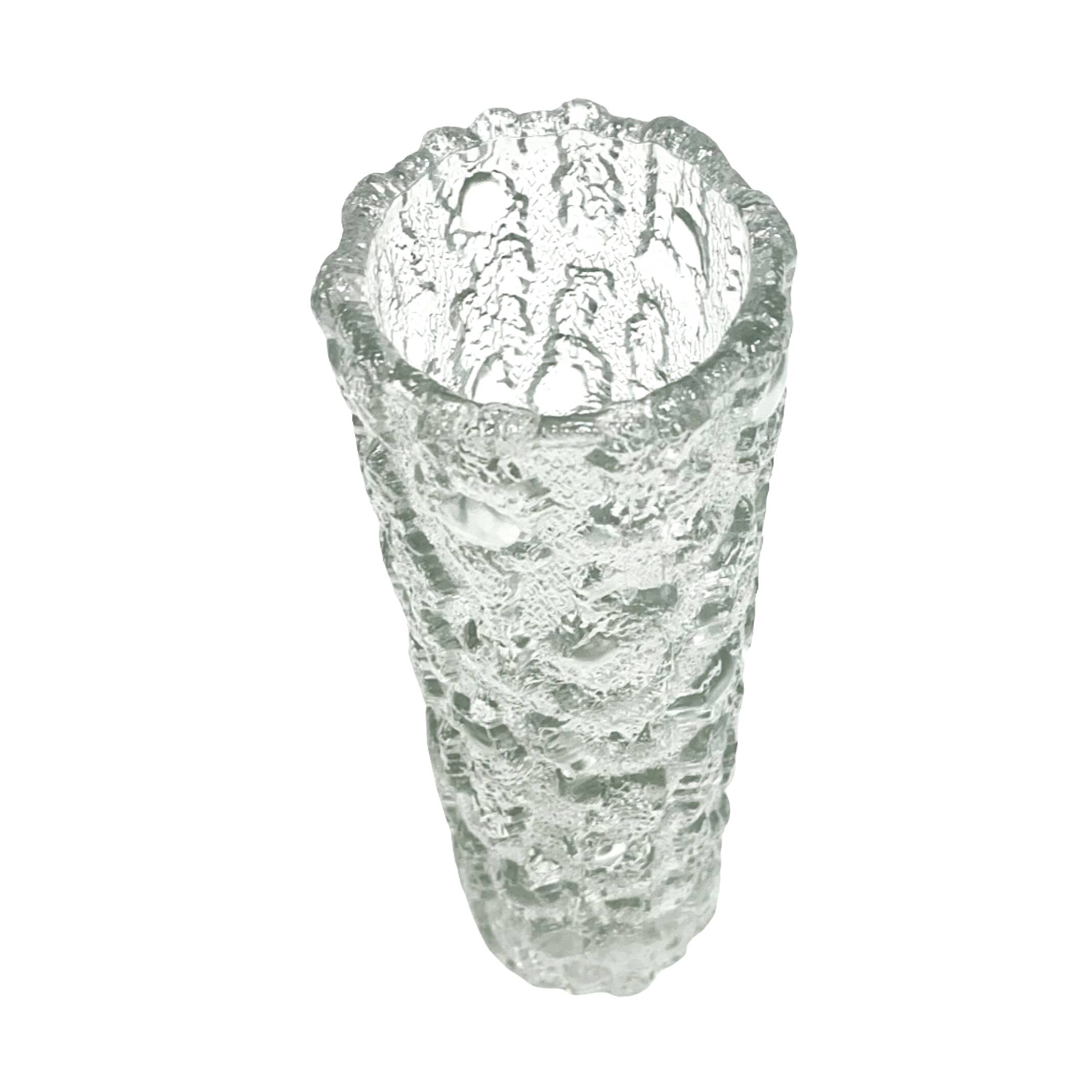 Arktis georgshütte vase – ice bark glass, germany 1970s.