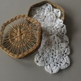 Wicker box with lace doilies