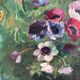 Large vintage original floral still life painting with fruit