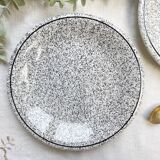 2 Small vintage plates in black and white speckled Italian earthenware