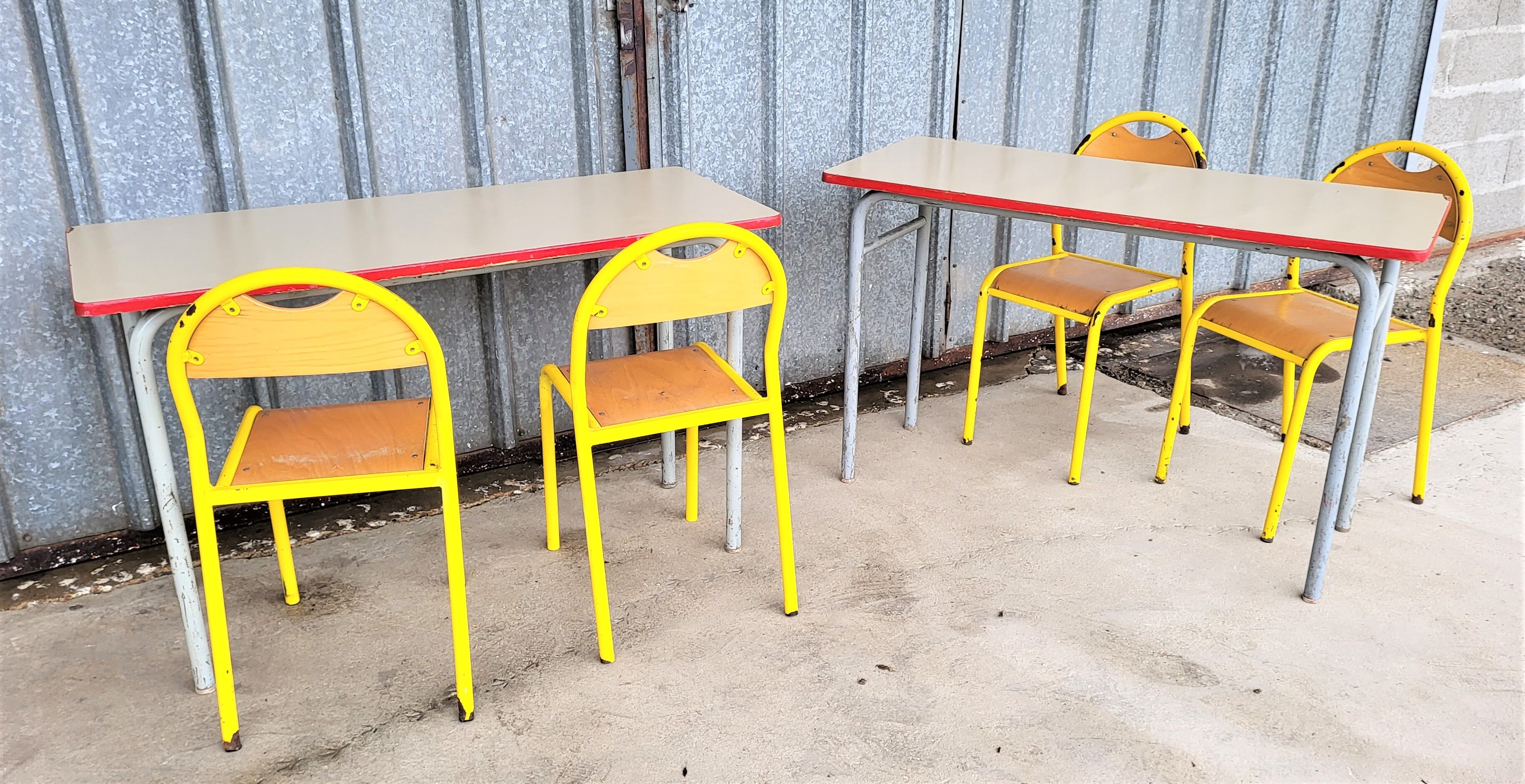 Set of 4 desks, double school office from the 70s