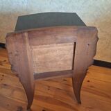 Black marble and burl walnut bedside table