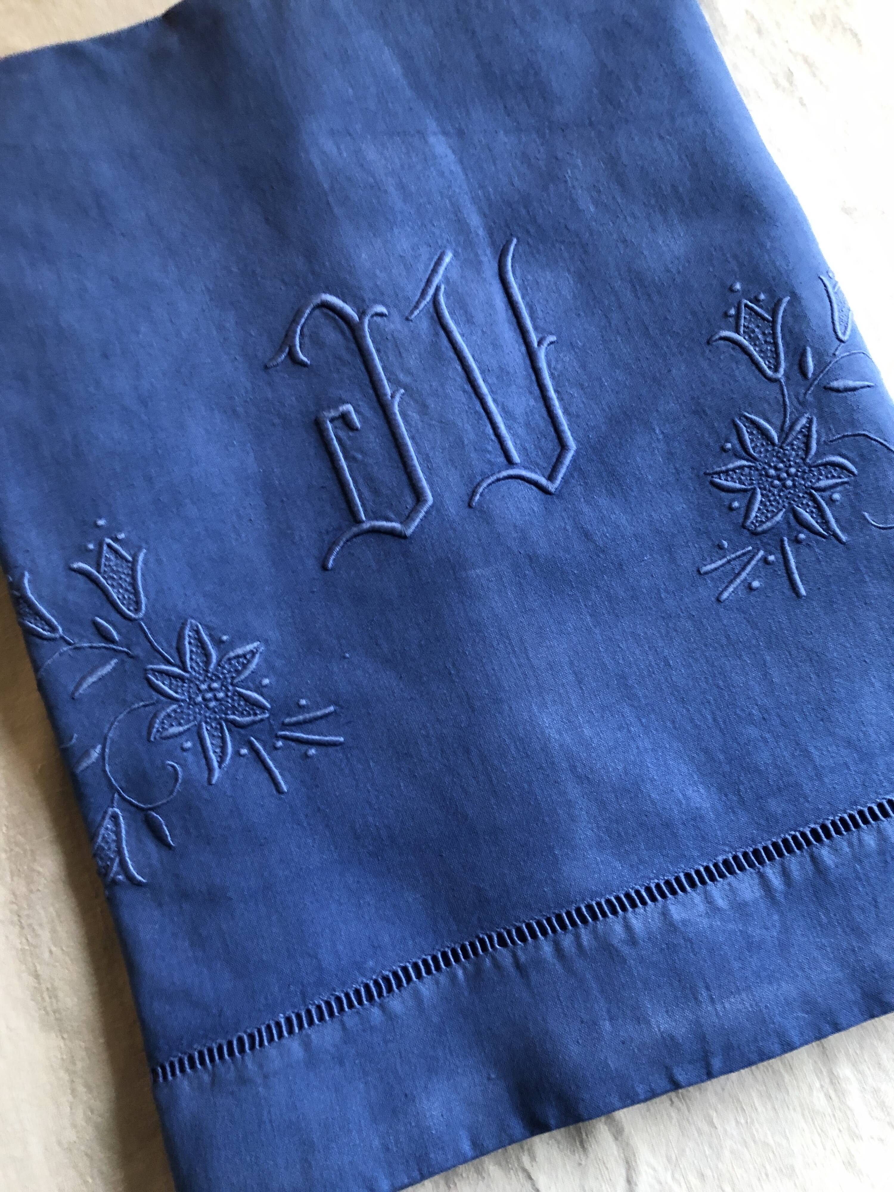 Antique linen and cotton sheet dyed Patmos blue