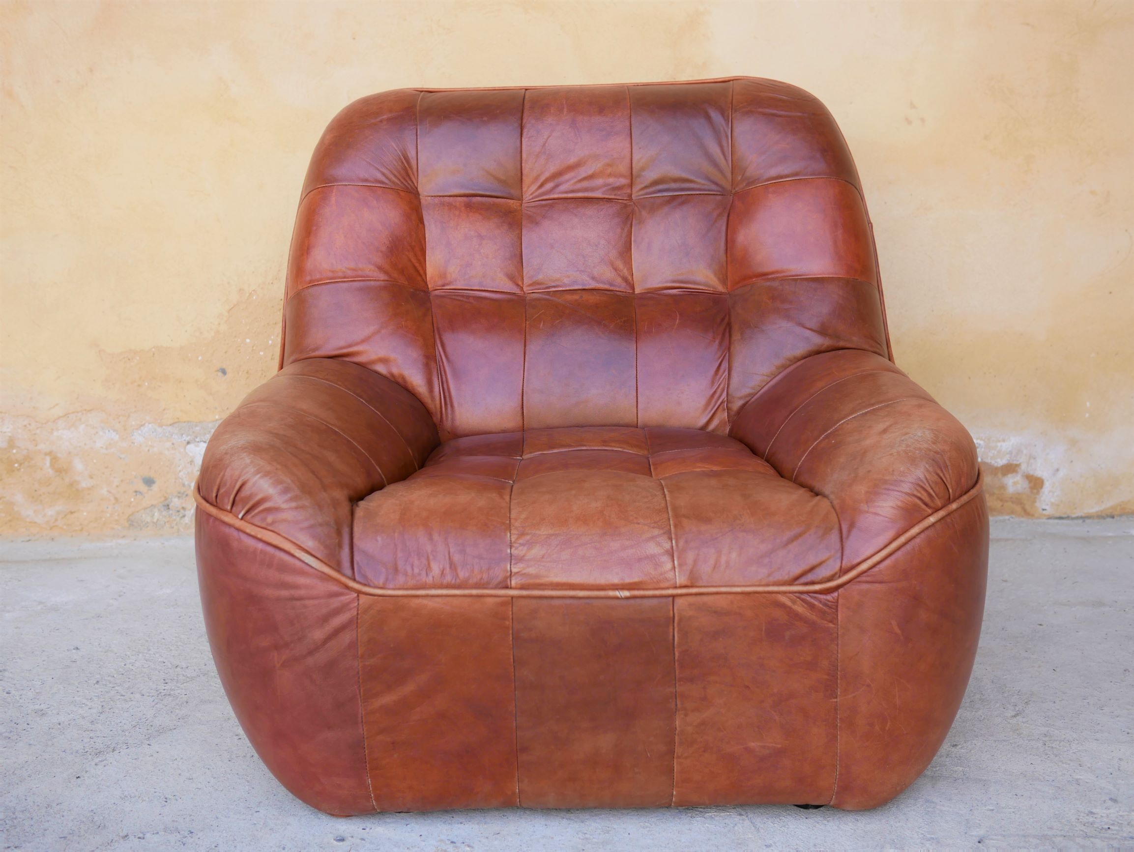 Brown vintage leather armchair