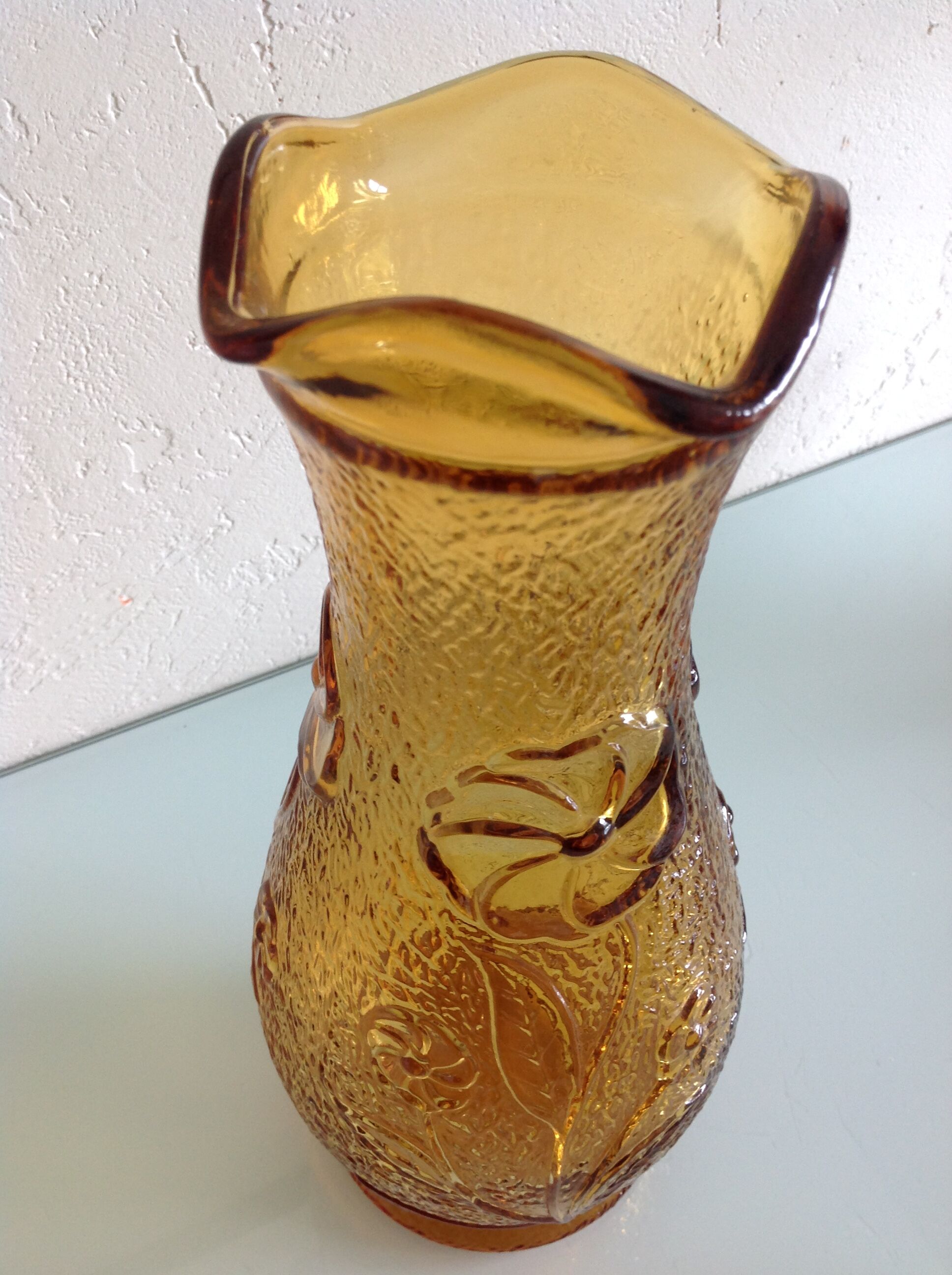 Amber glass vase / vintage 60s-70s