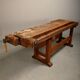 Vintage Wooden Industrial Rustic Carpenter’s Workbench with Two Vises