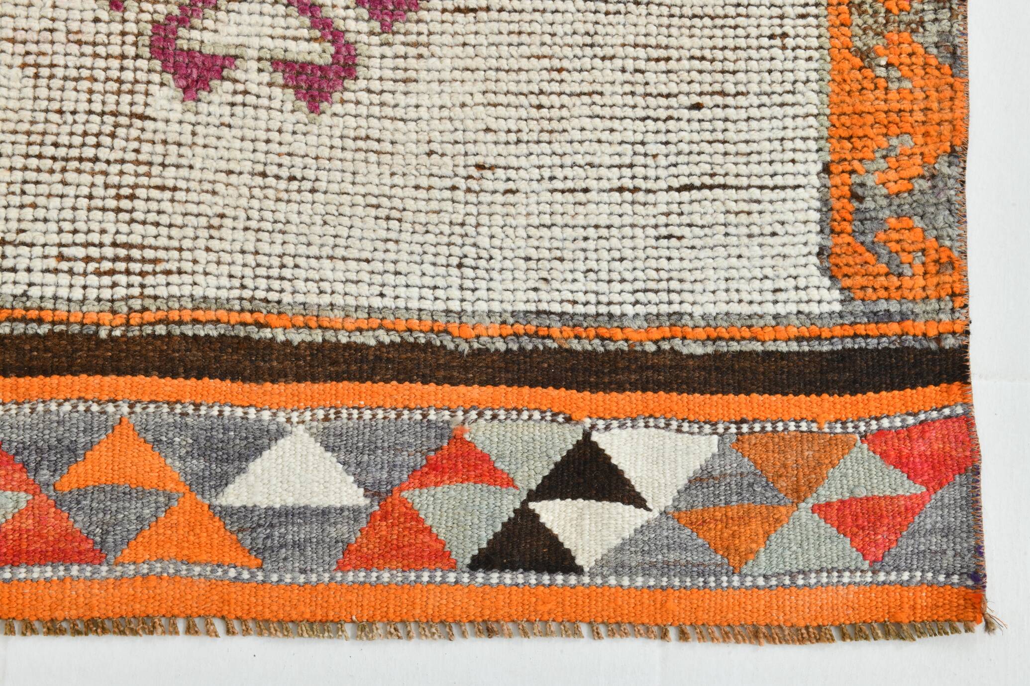 Vintage Orange Pattern Turkish Runner Rug, 95x342 Cm